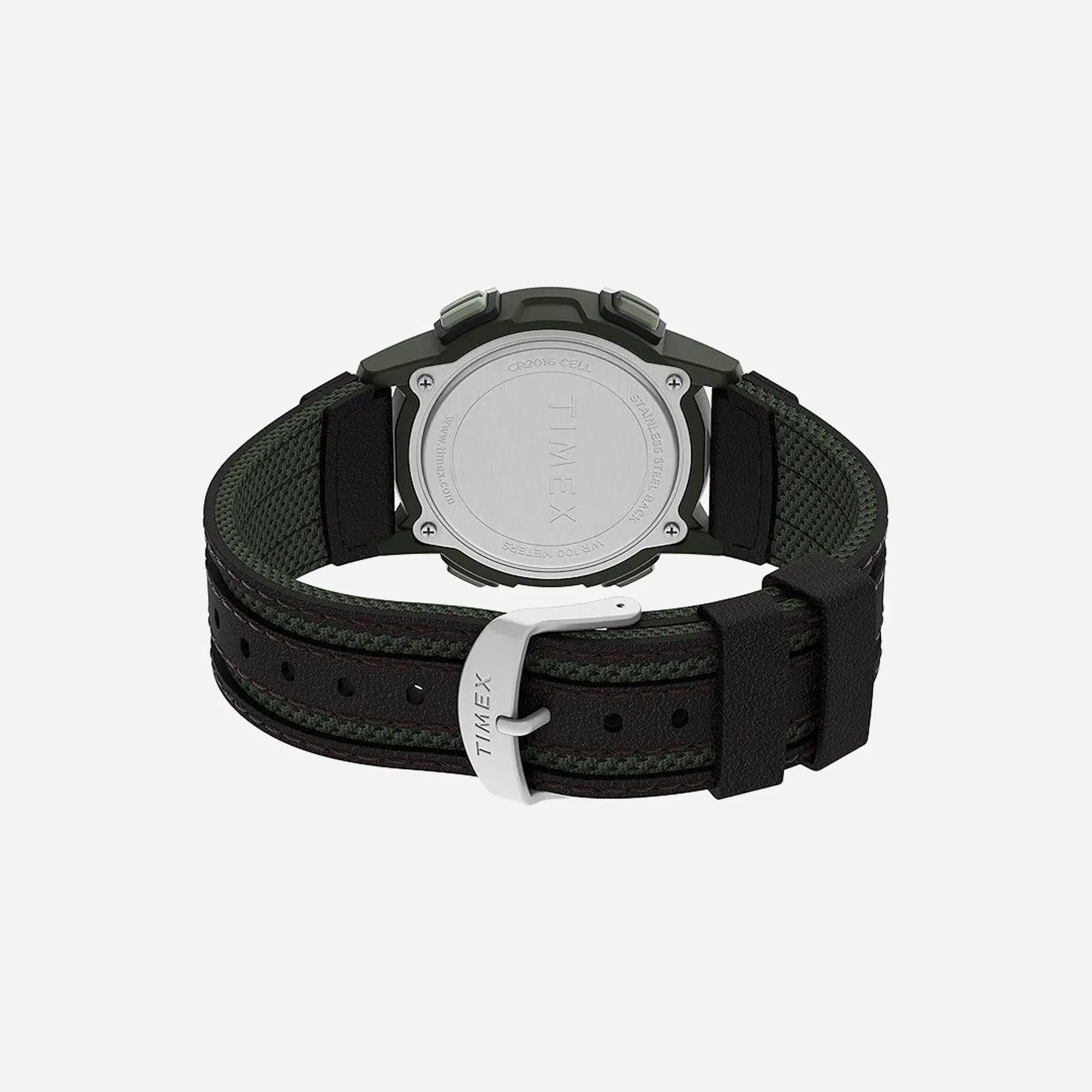 Timex Expedition Digital CAT5 Green Dial Green Brown Leather Strap Watch