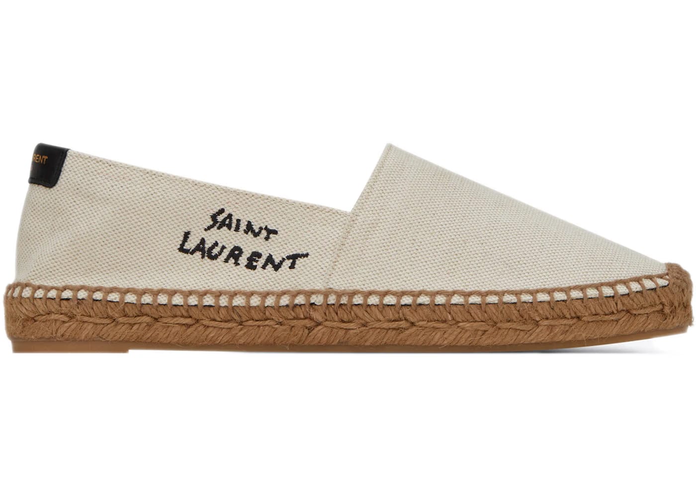 Saint Laurent Embroidered Espadrilles Natural Beige Canvas (Women's)