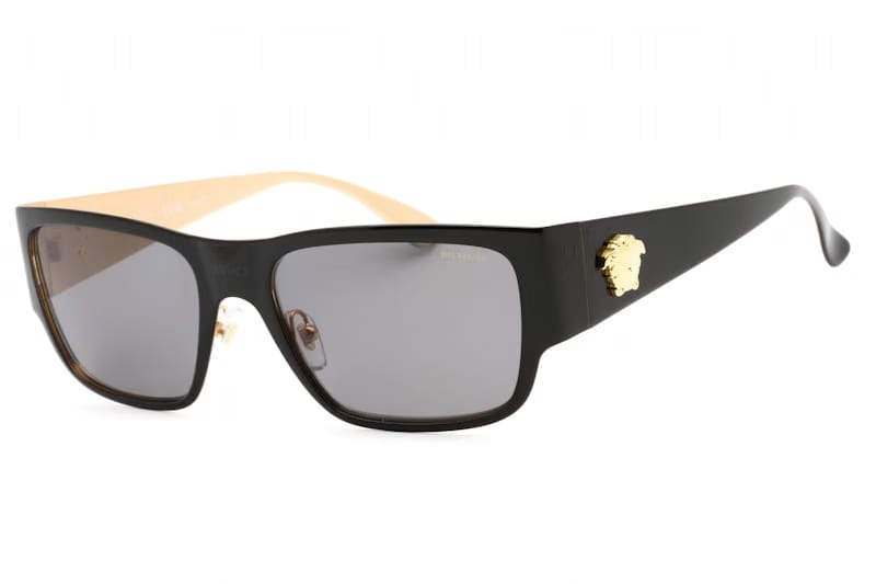 Versace Rectangle Sunglasses Black/Dark Grey Polarized (VE2262-143381 56)