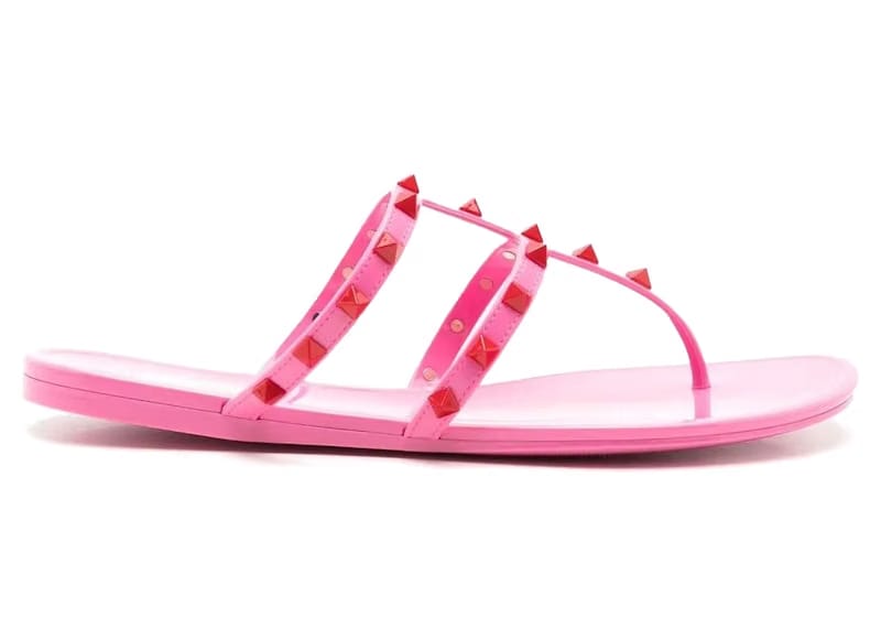 Valentino Garavani Rockstud Slip-On Sandals Pink Red (Women's)