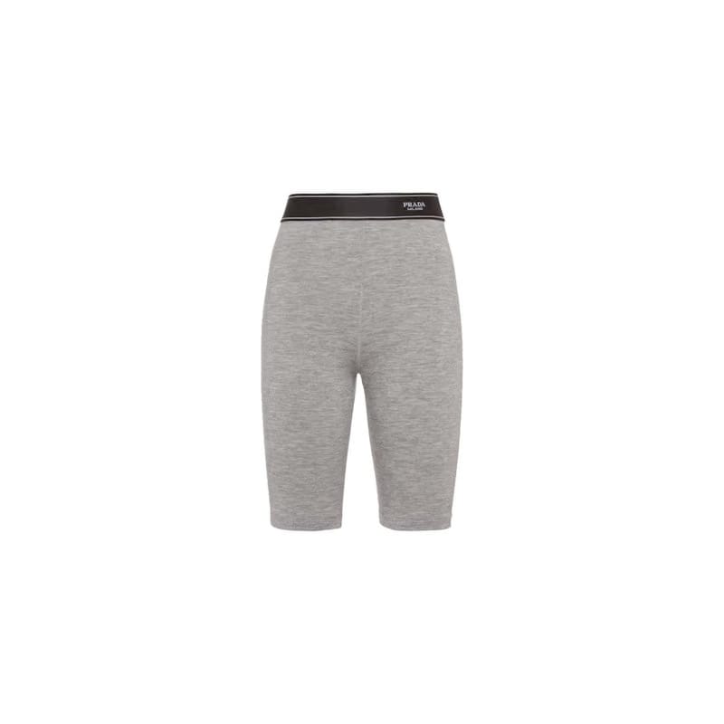 Prada Silk and Cashmere Biker Shorts Grey
