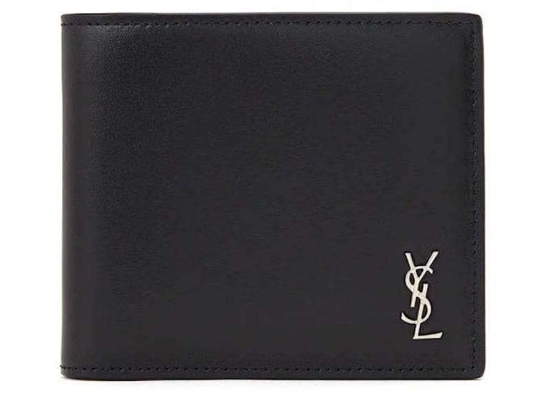Saint Laurent Tiny Cassandre East/West Matte Leather Wallet Black