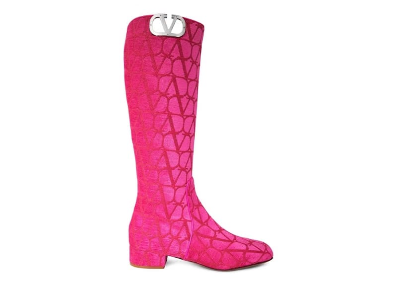 Valentino Garavani Toile Iconographe V-Logo Boot Pink (Women's)