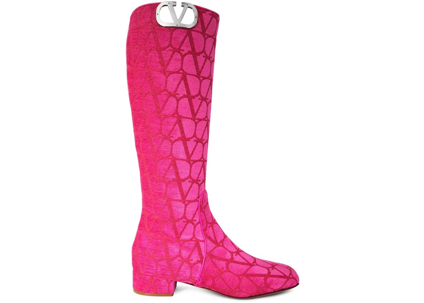 Valentino Garavani Toile Iconographe V-Logo Boot Pink (Women's)