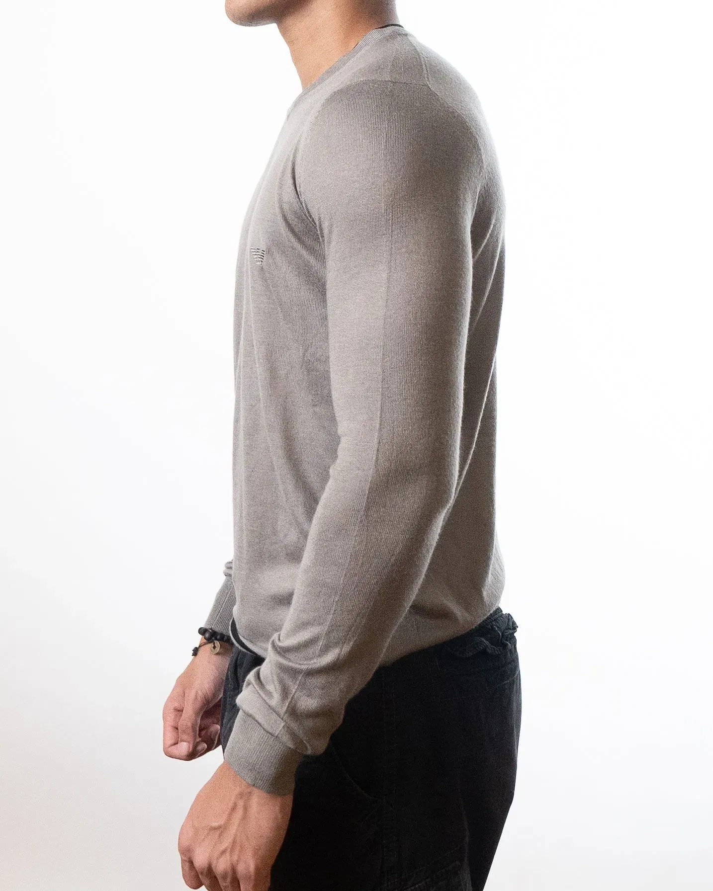 Emporio Armani Grey V-Neck Jumper (S)