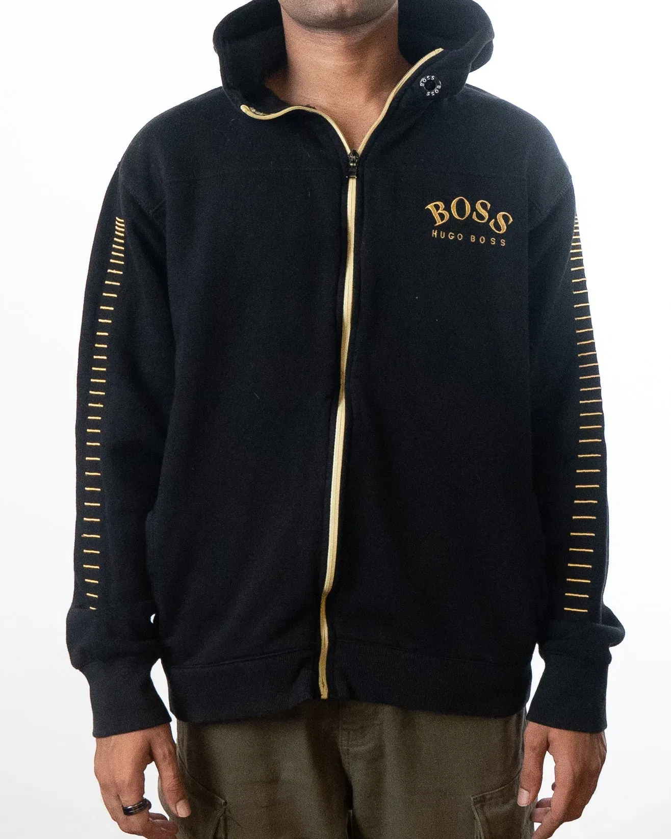 Hugo Boss Zip-Through Curved Logo Hoodie (M)