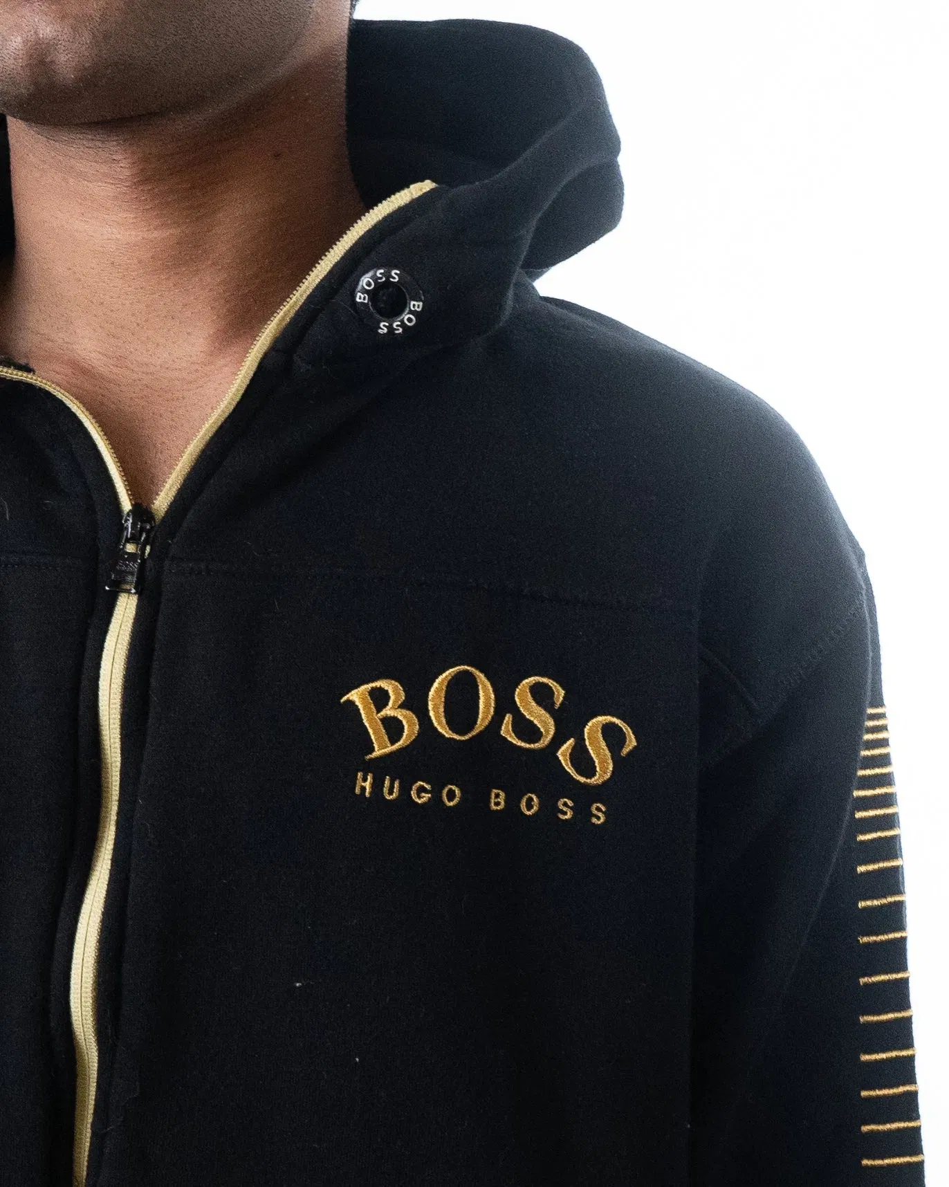 Hugo Boss Zip-Through Curved Logo Hoodie (M)