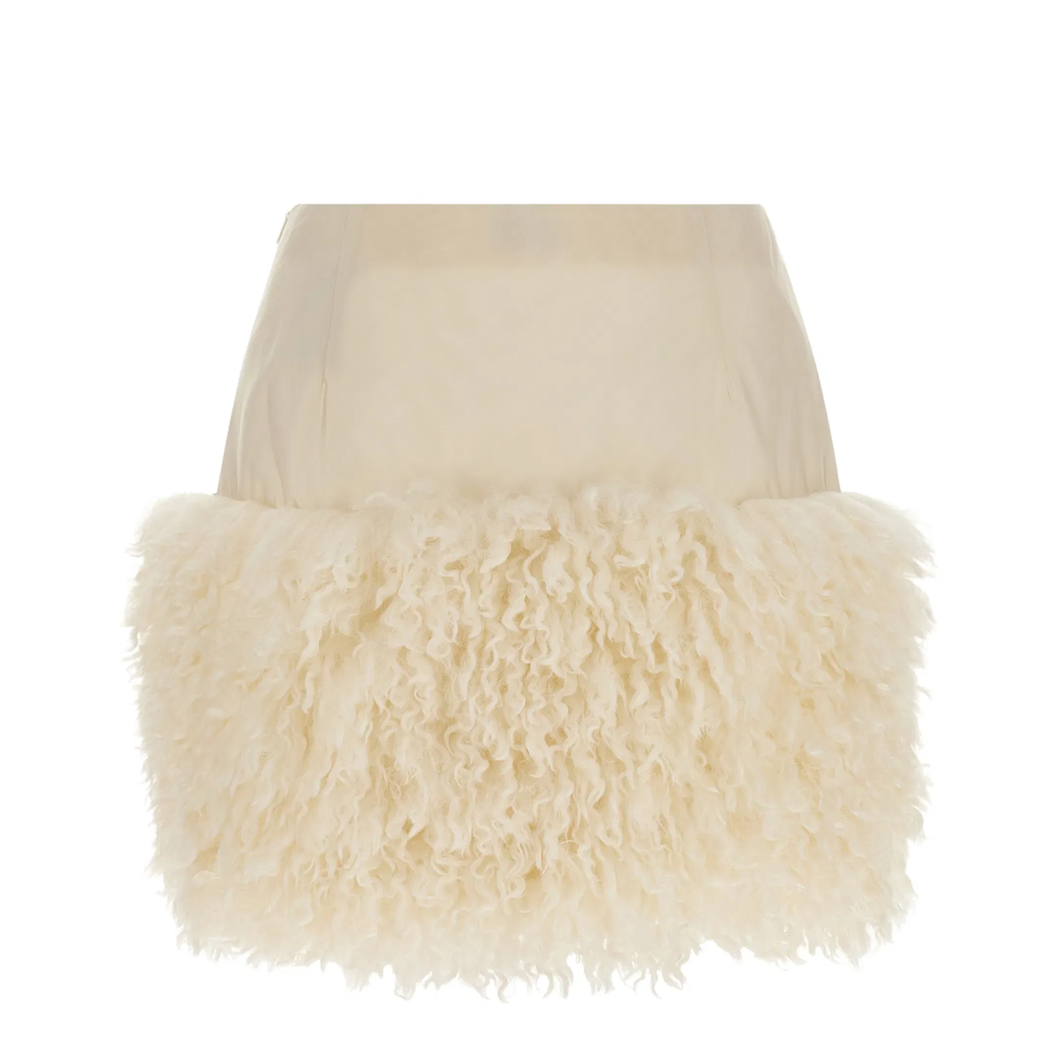 Teddy-Trimmed Mini Skirt White