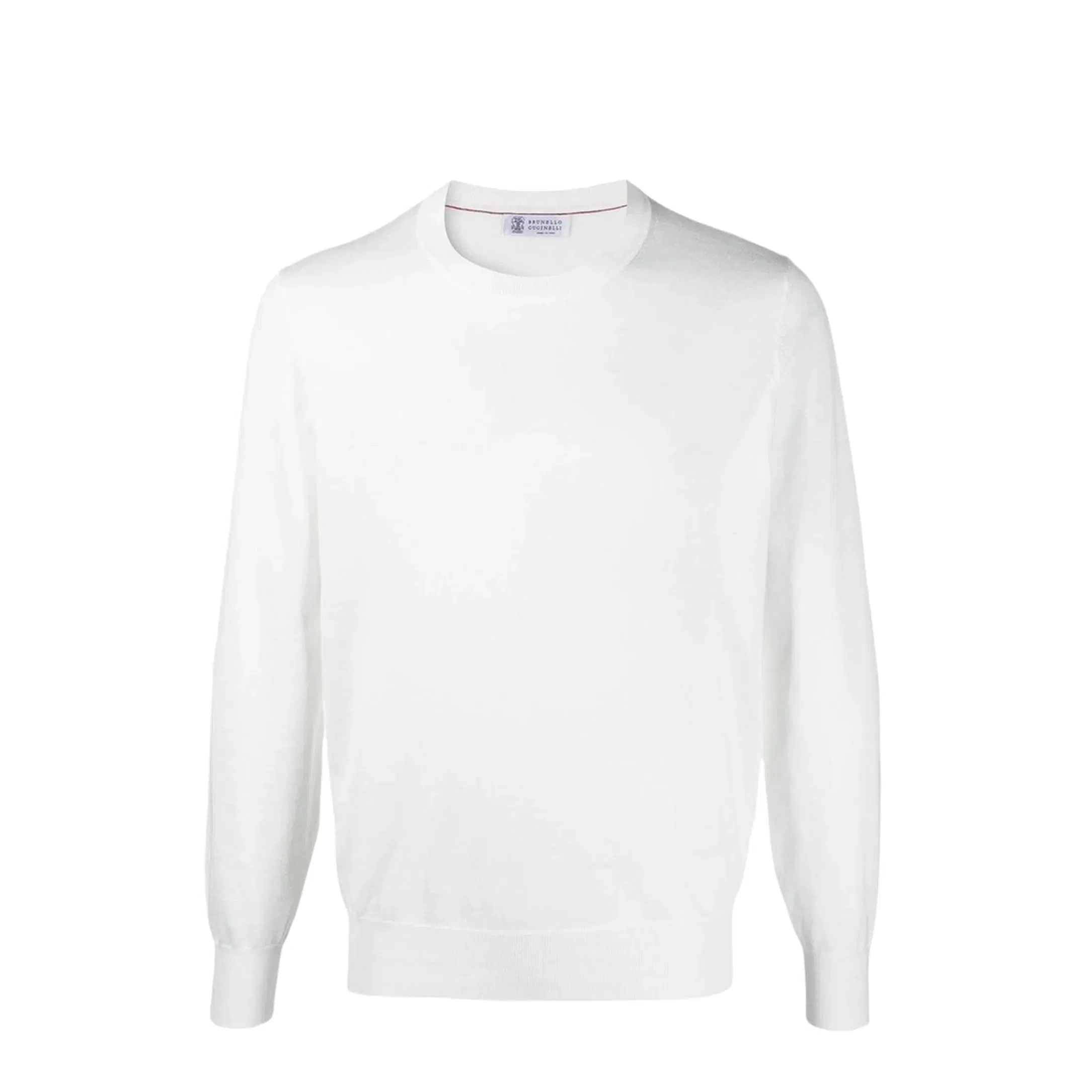 Men's Long Sleeves Cotton Crewneck - White