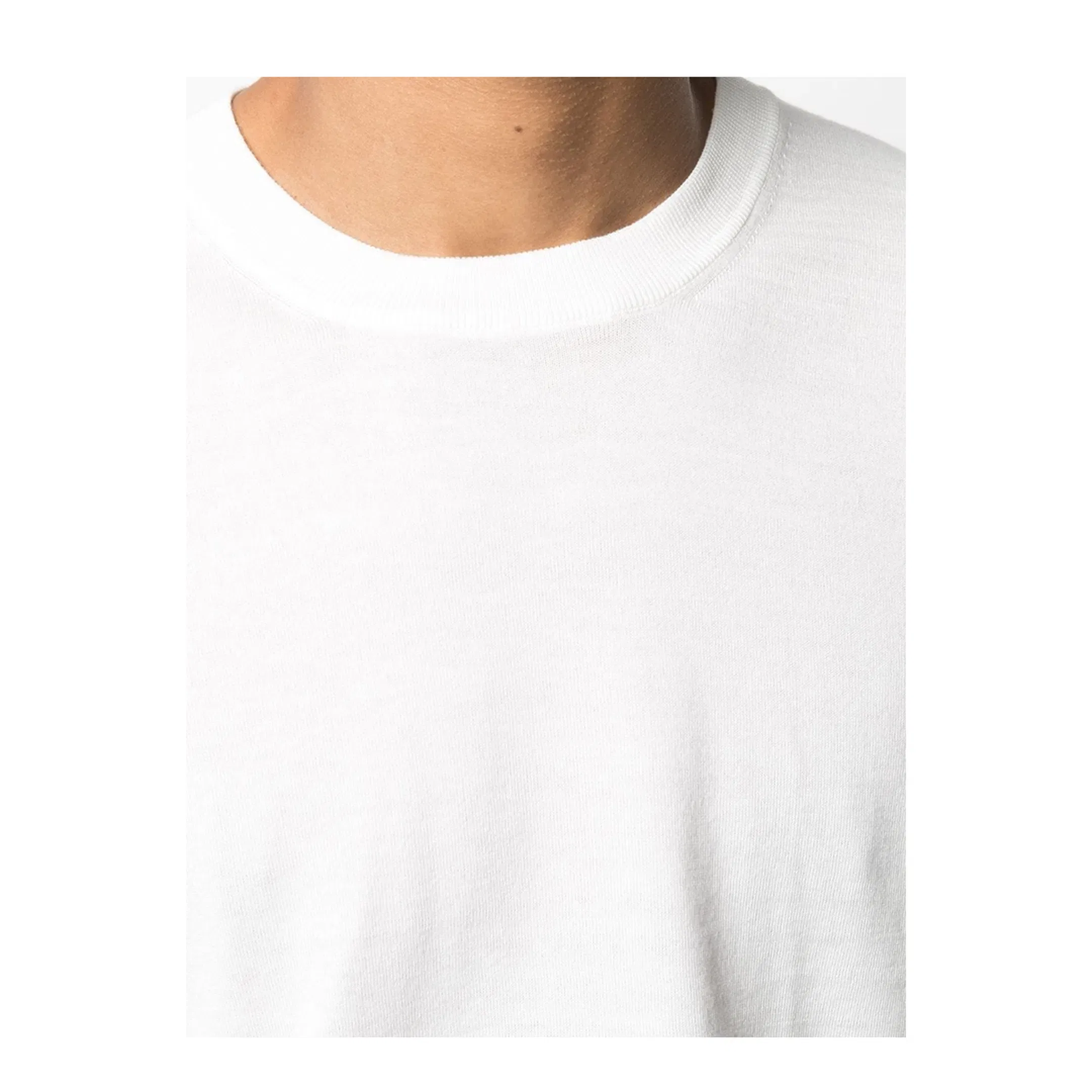 Men's Long Sleeves Cotton Crewneck - White
