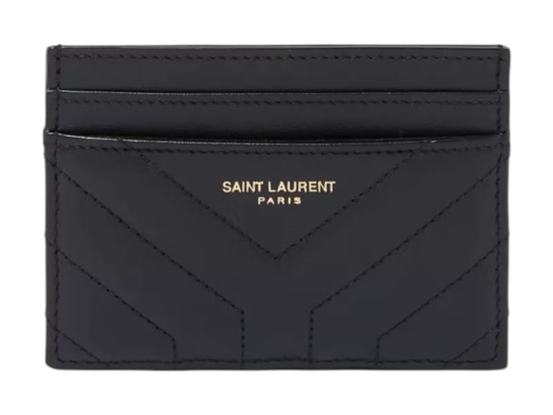 Saint Laurent Joan Card Case In Quilted Leather Black