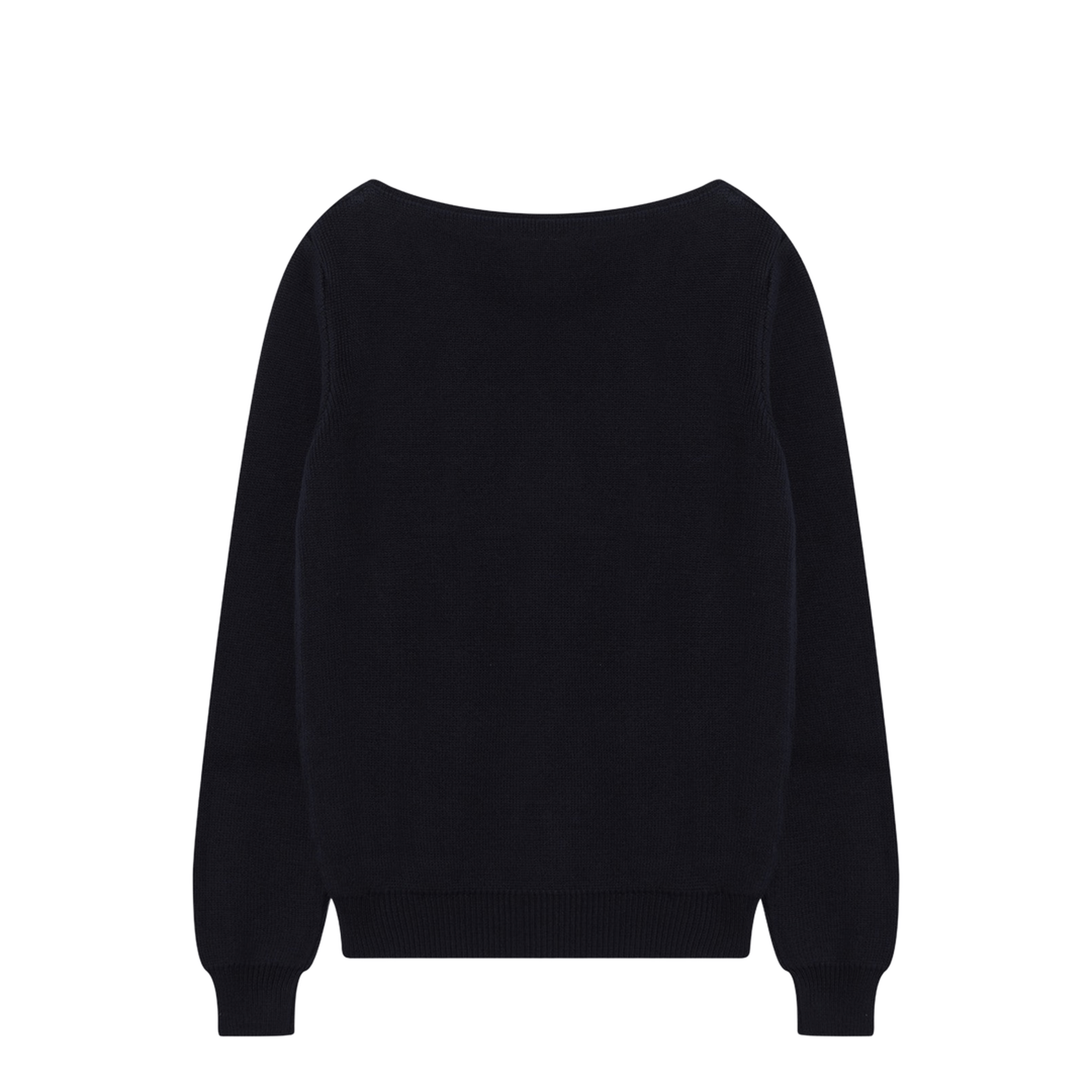 Blue Cotton Sweater with Geometric Details