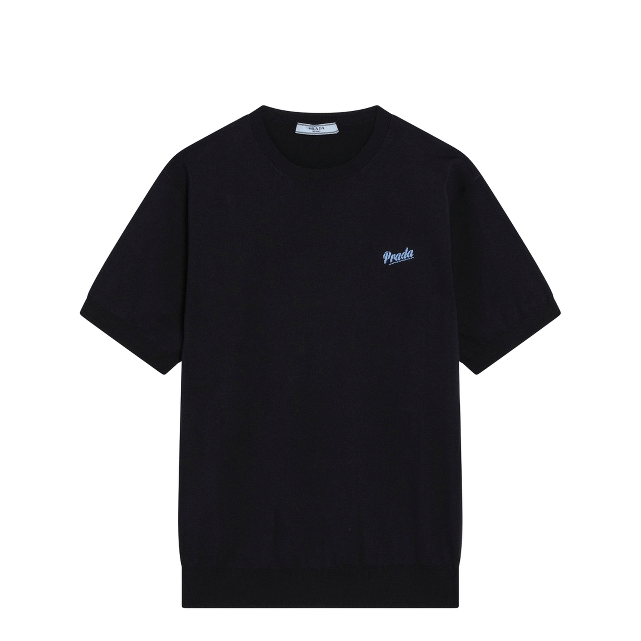 Blue Silk-Blend Sweater with Logo