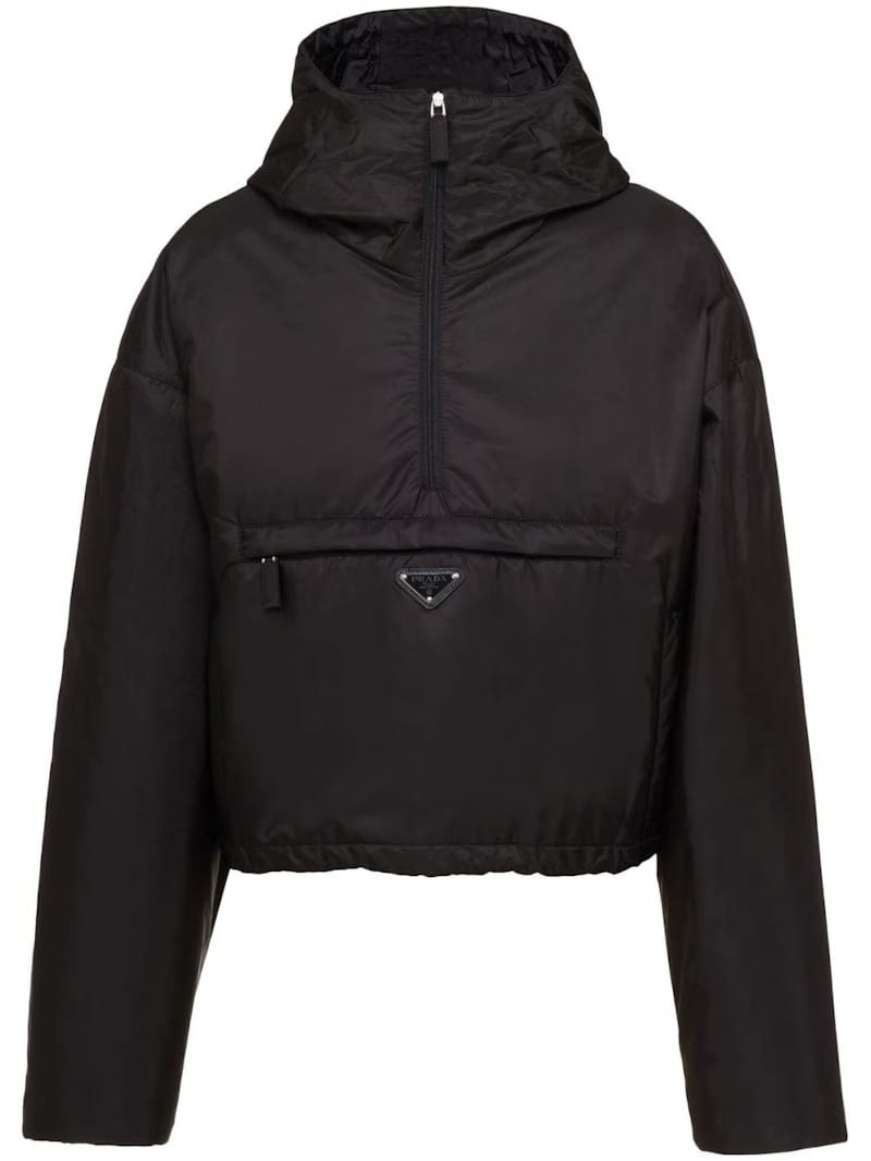 Prada Triangle Logo Hooded Jacket Black
