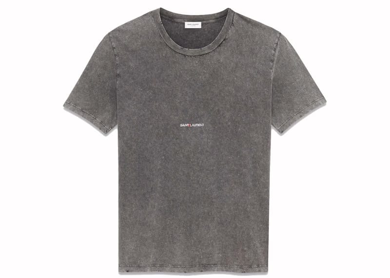 Saint Laurent Logo Rive Gauche T-Shirt Washed Black