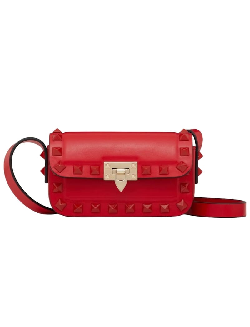 Valentino Rockstud23 Smooth Calfskin Micro Shoulder Shoulder Bag Red