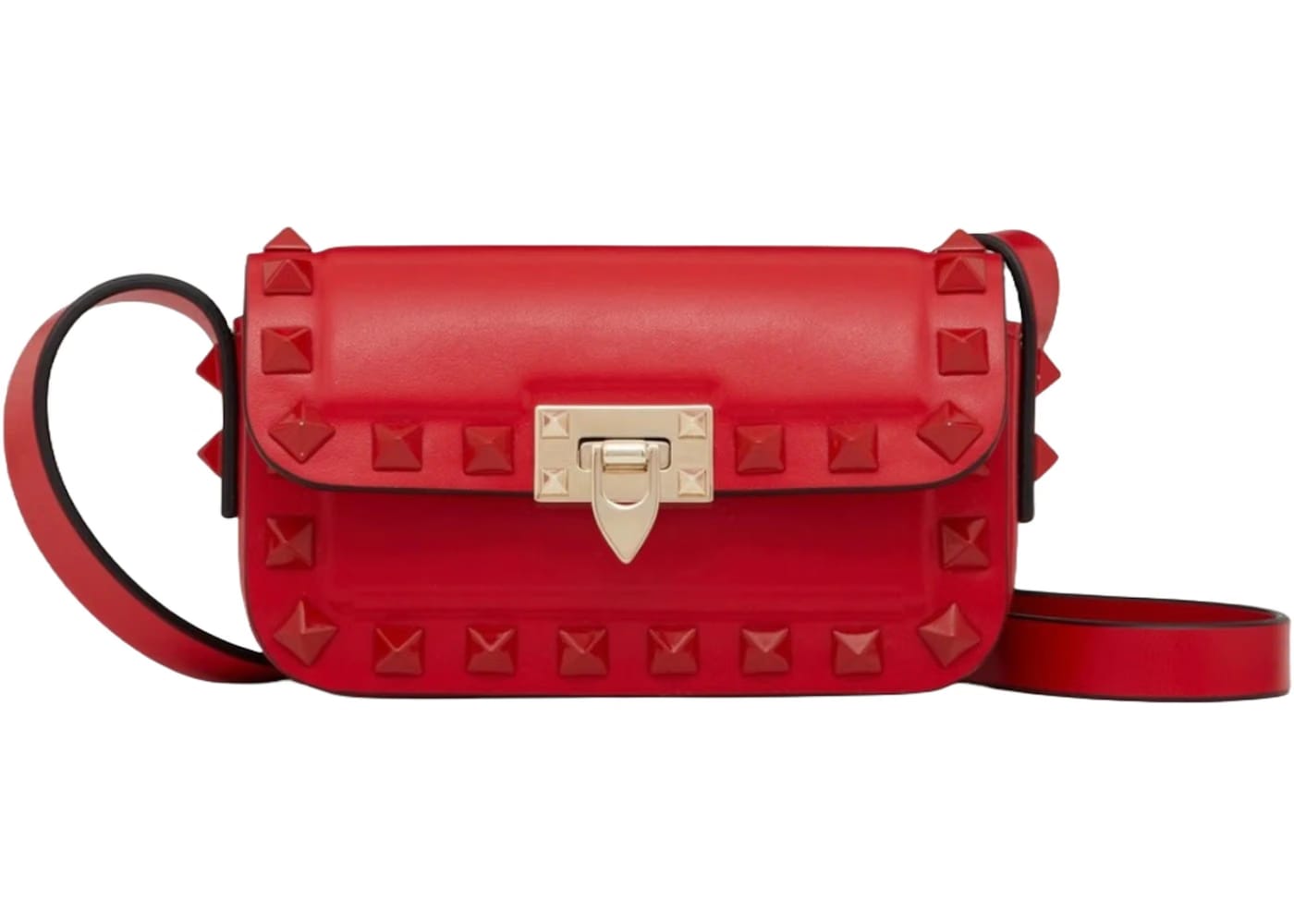 Valentino Rockstud23 Smooth Calfskin Micro Shoulder Shoulder Bag Red