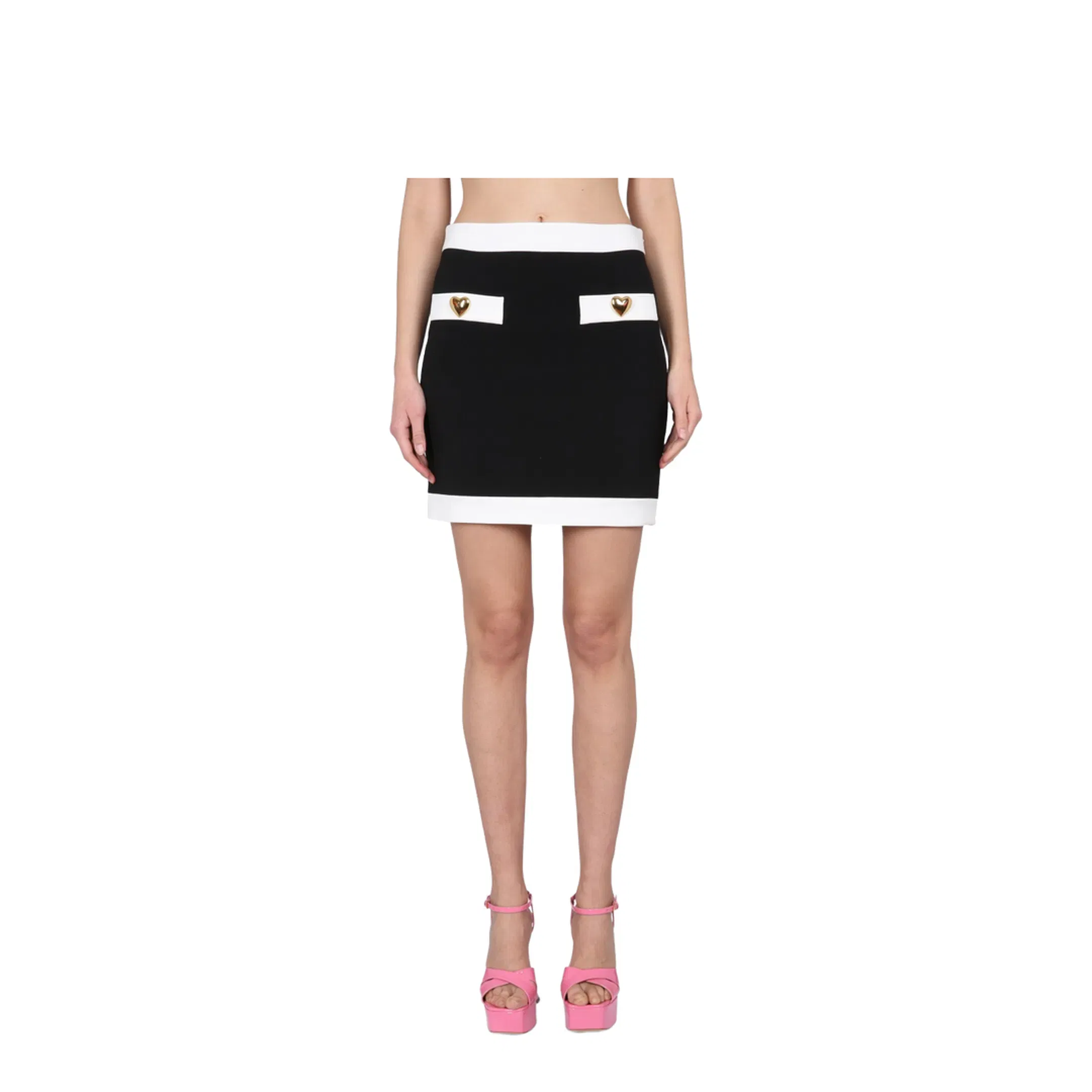 Heart Buttons Crepe Miniskirt