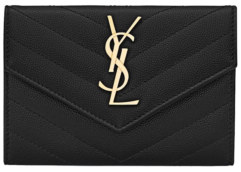 Saint Laurent Cassandre Grain De Poudre Envelope Wallet Small Noir