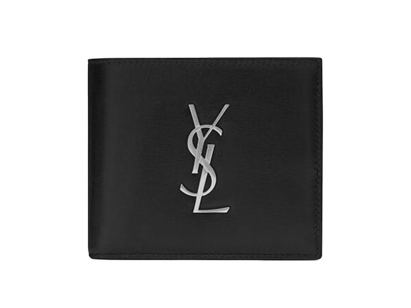 Saint Laurent Cassandre East/West Wallet Silver Logo Black