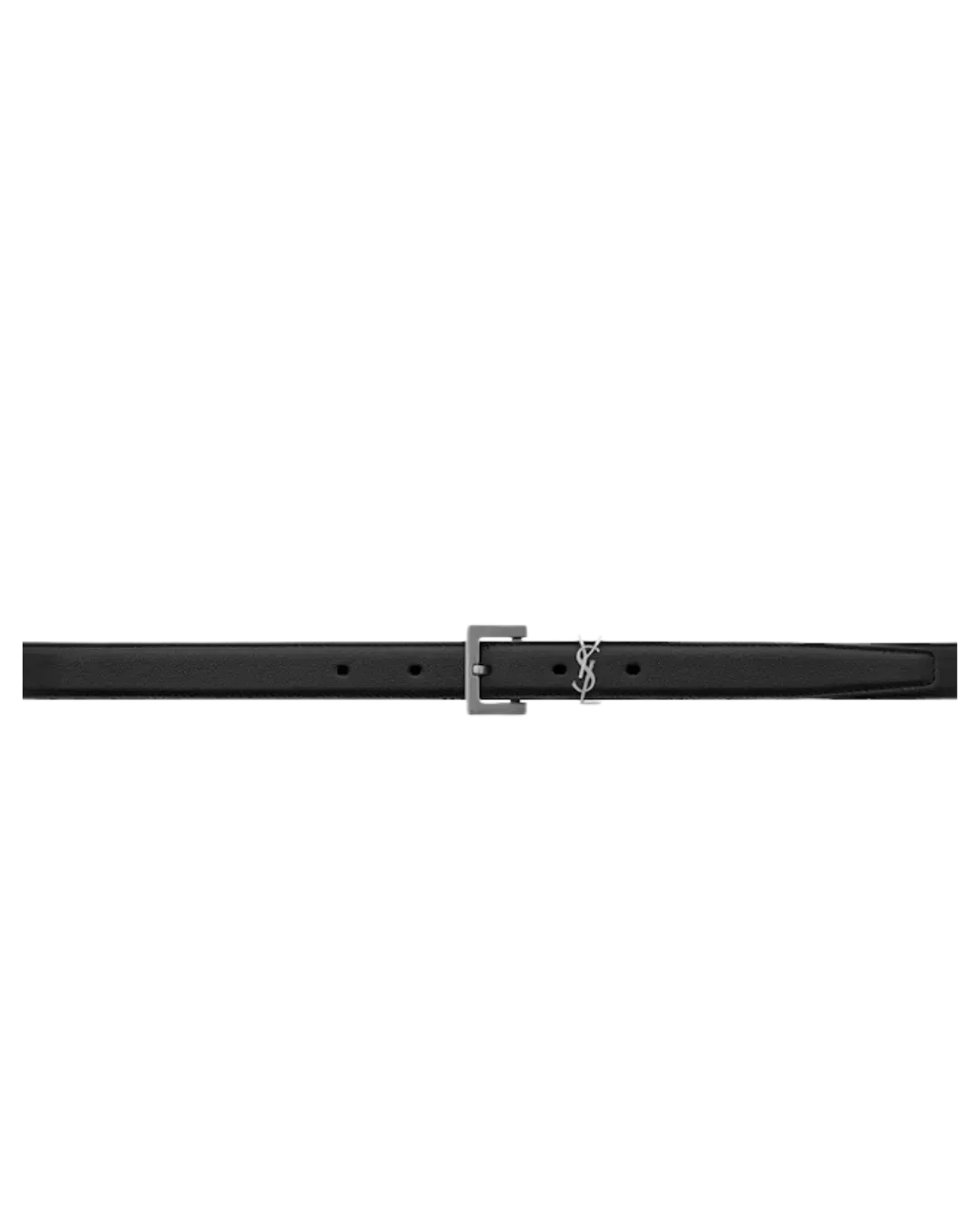 Saint Laurent Cassandre Thin Belt in Smooth Leather Black