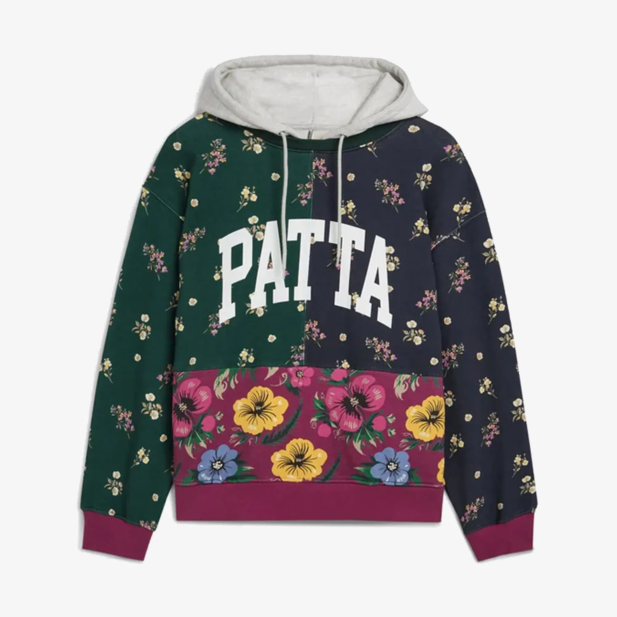 PATTA FLORAL PATCHWORK HOODED SWEATER { MULTI