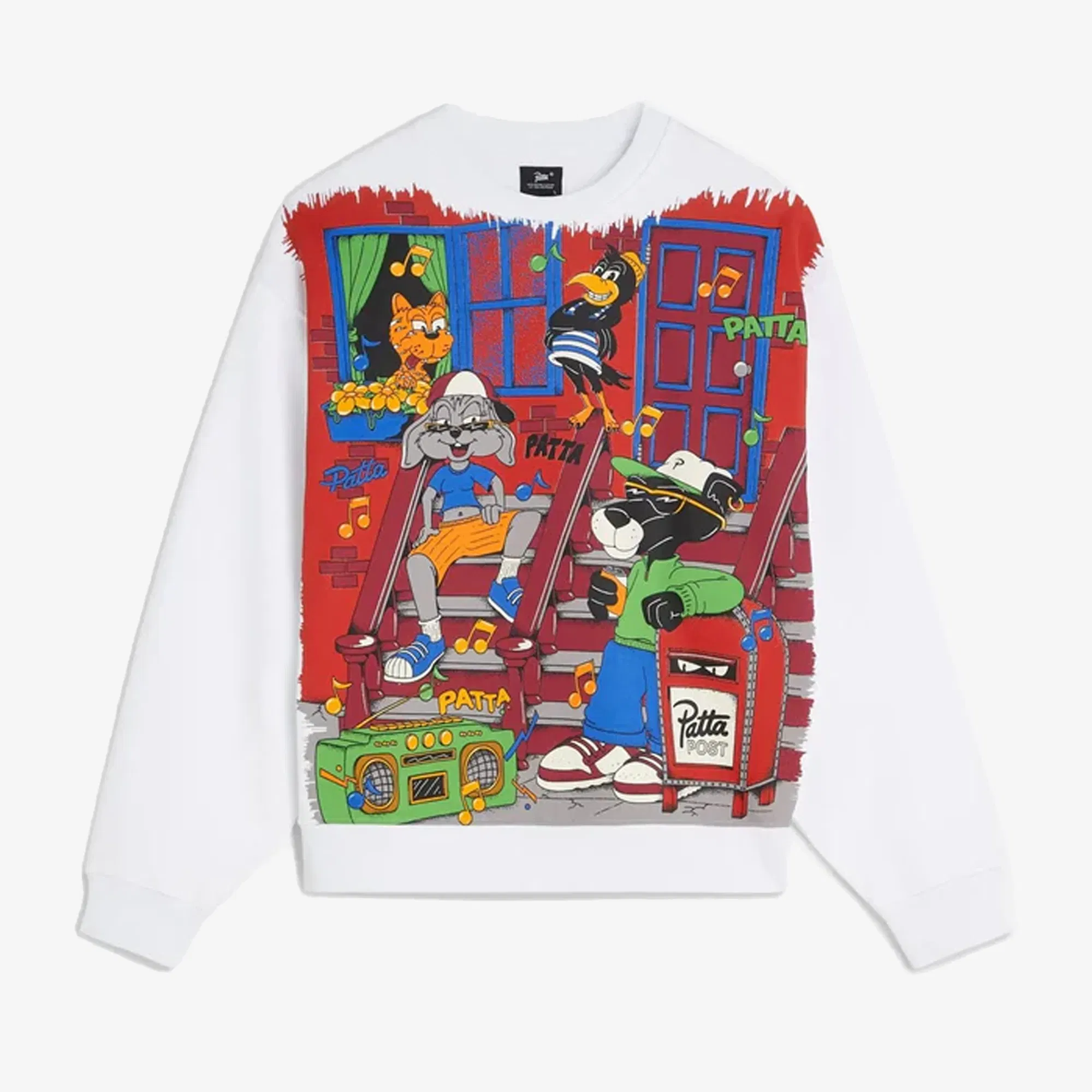 PATTA BLOCK PARTY CREWNECK SWEATER { WHITE