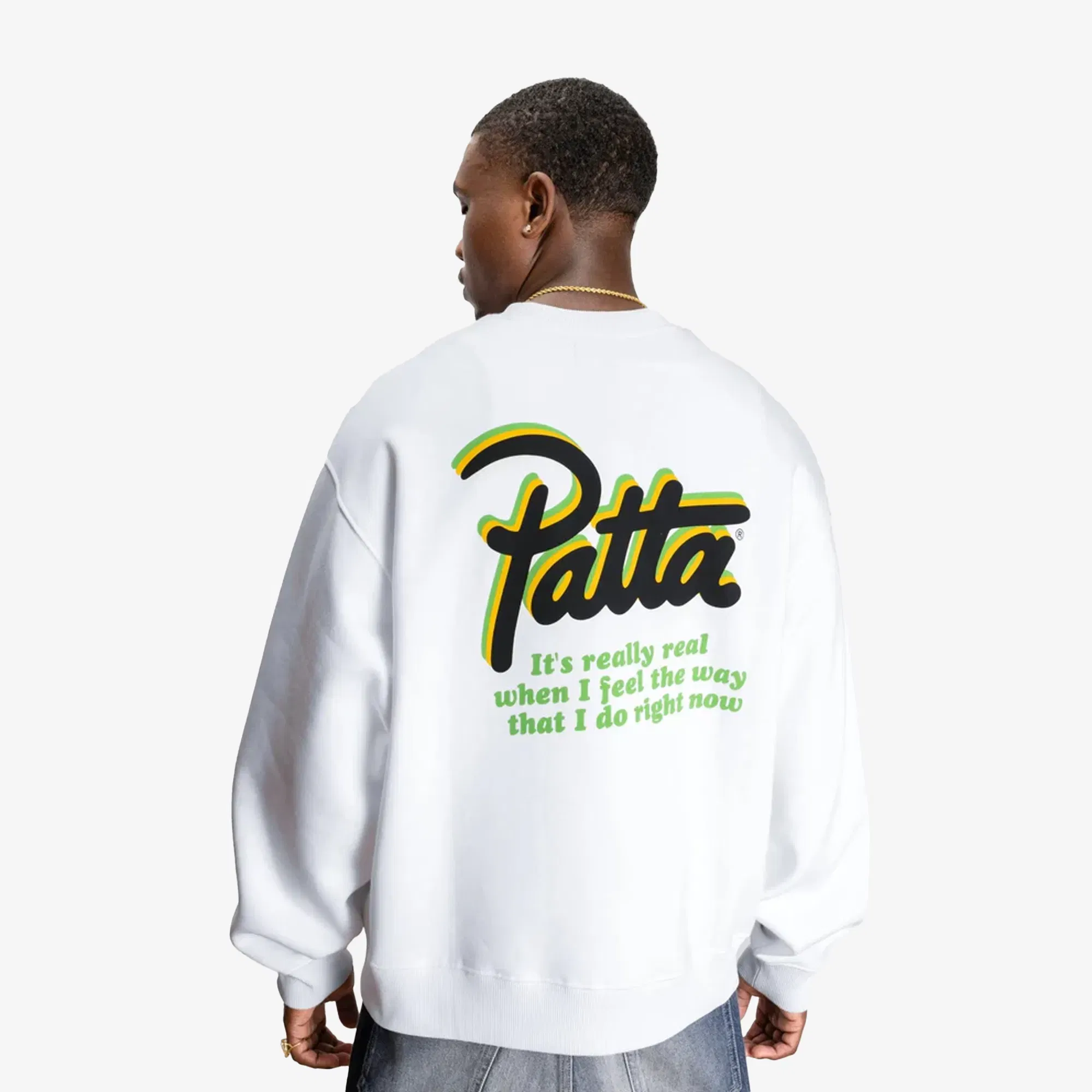 PATTA BLOCK PARTY CREWNECK SWEATER { WHITE