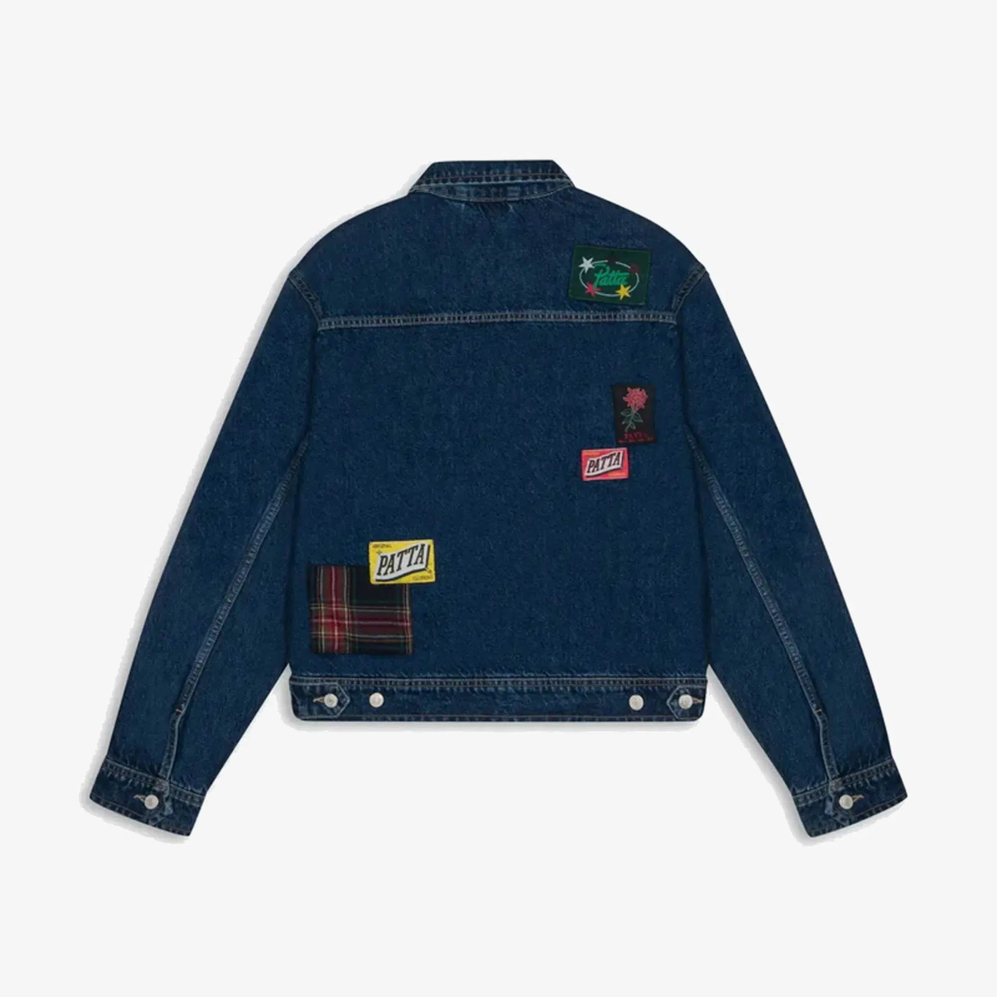 PATTA WHOLE LOTTA LABELS DENIM JACKET { LIGHT BLUE DENIM