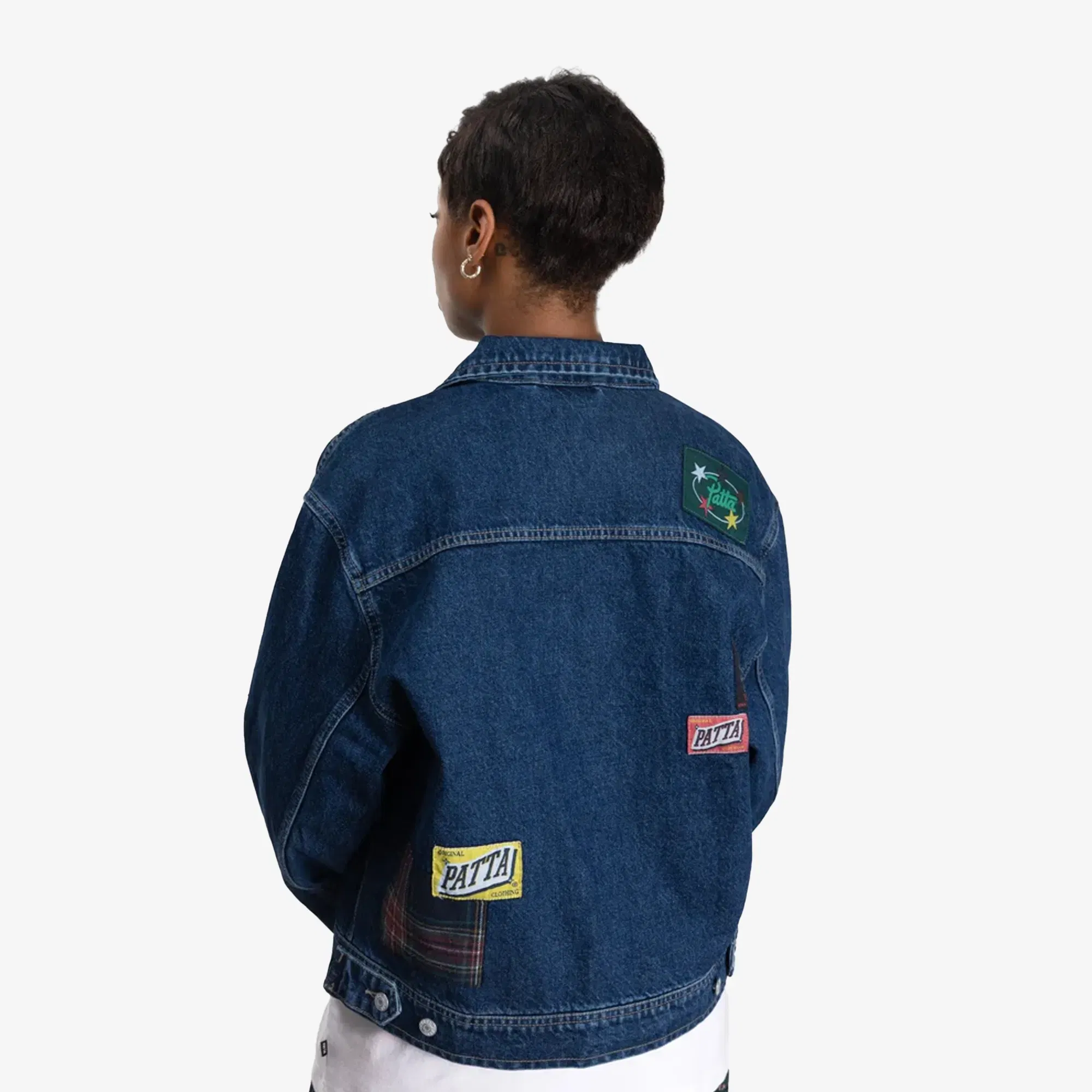 PATTA WHOLE LOTTA LABELS DENIM JACKET { LIGHT BLUE DENIM