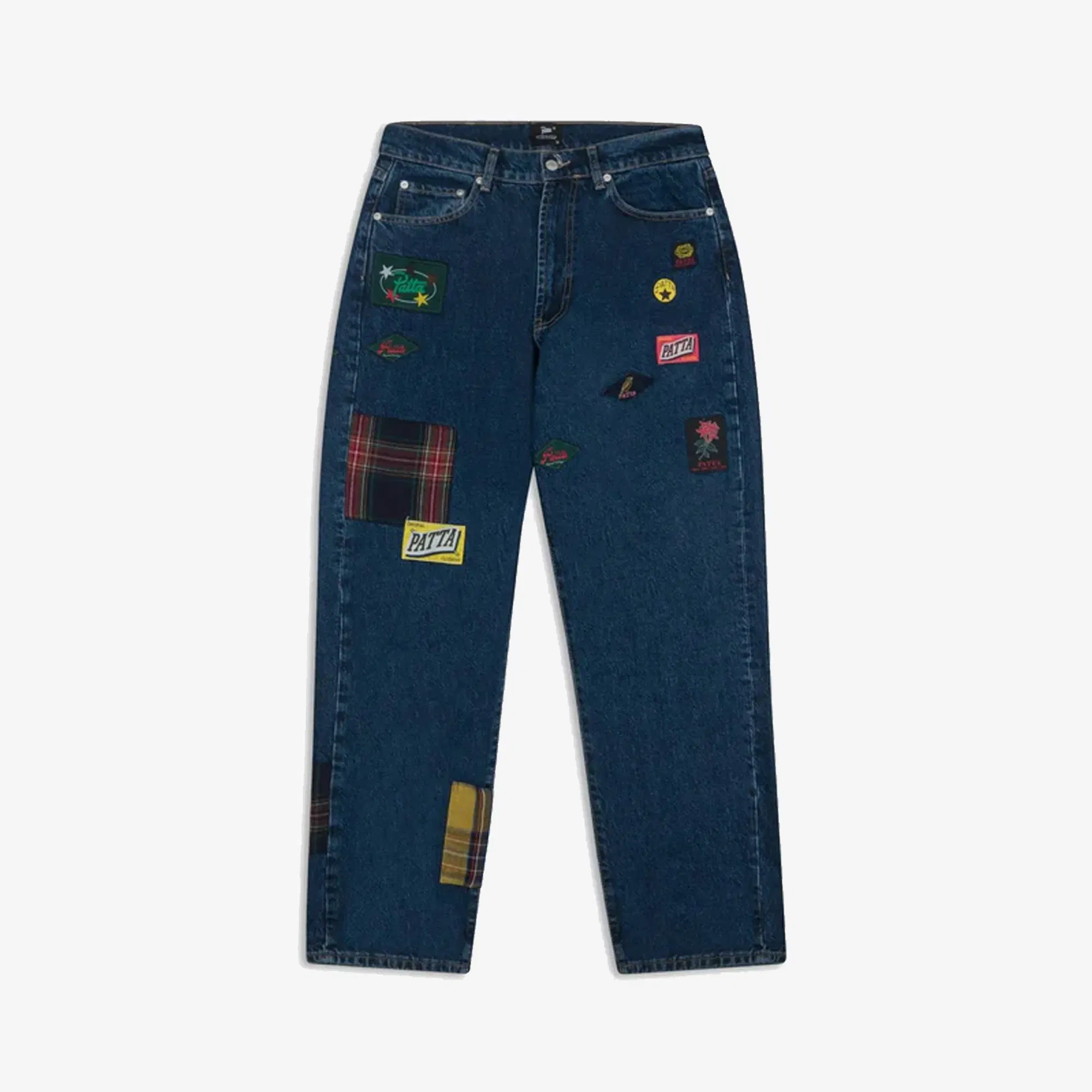 PATTA WHOLE LOTTA LABELS DENIM PANTS { BLUE DENIM