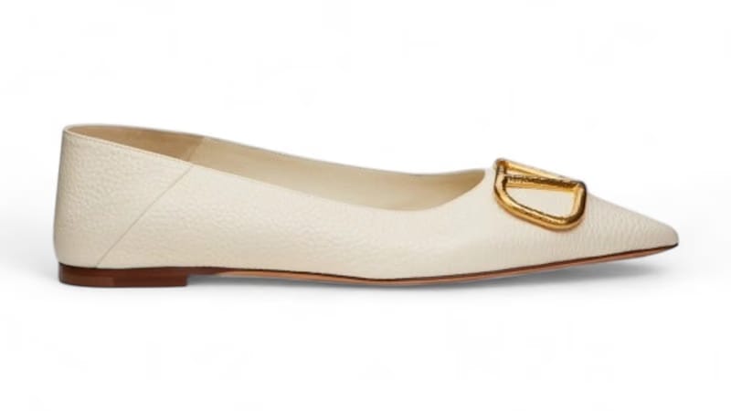 Valentino V Logo Signature Ballerina Flat Ivory (Women's)