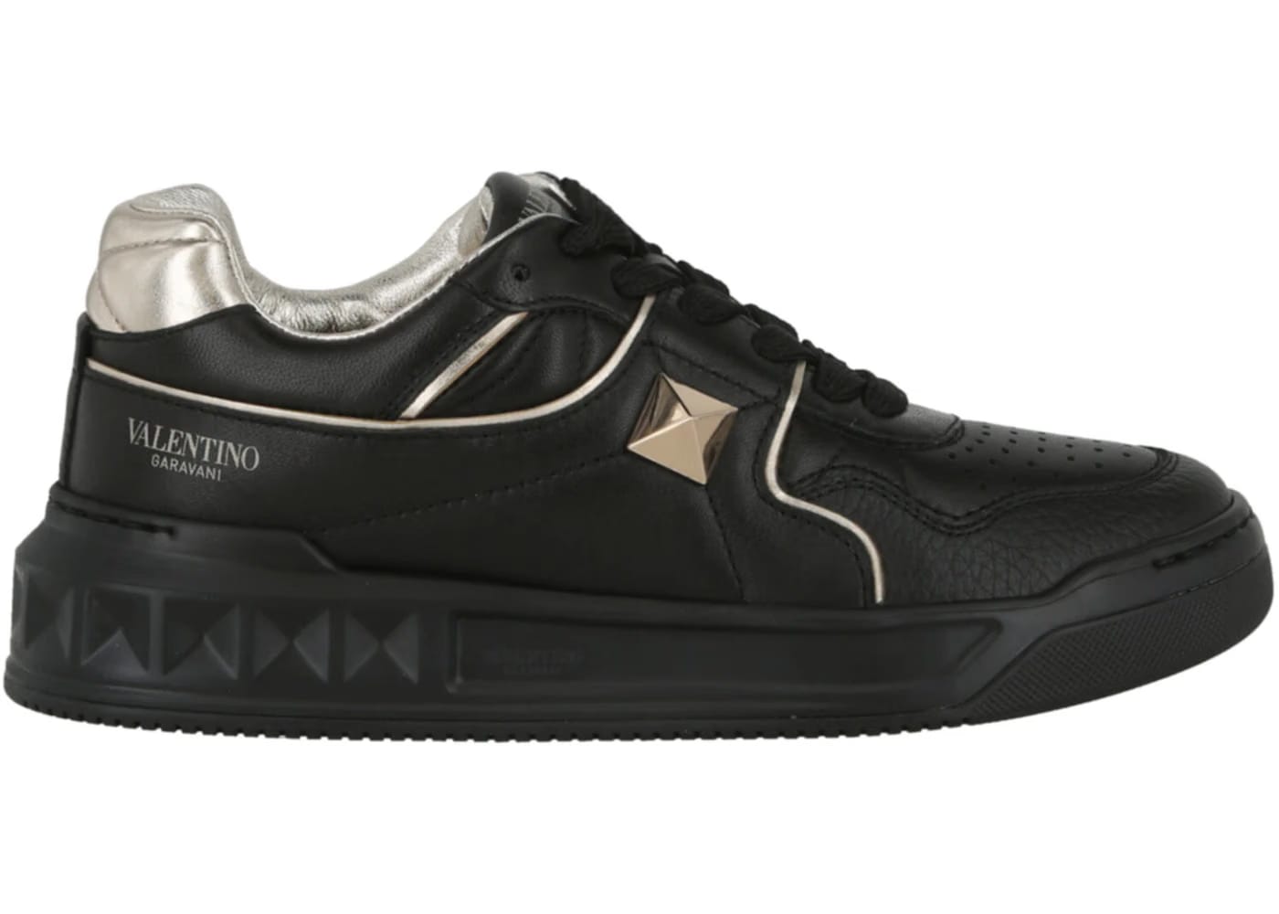 Valentino Wmns One Stud Low 'Black Platinum Hardware'