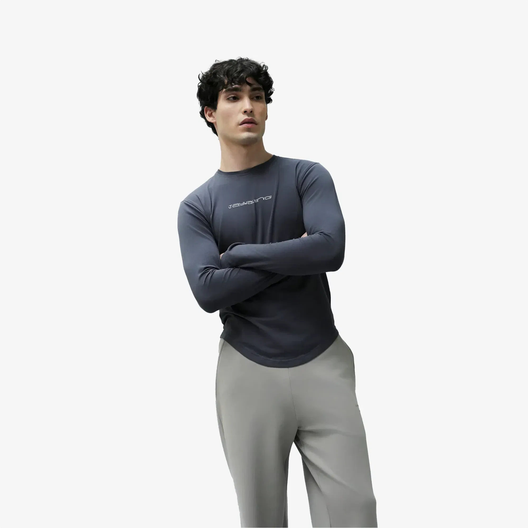 JAYWALKING BODYCON MEN FULL SLEEVE { GREY