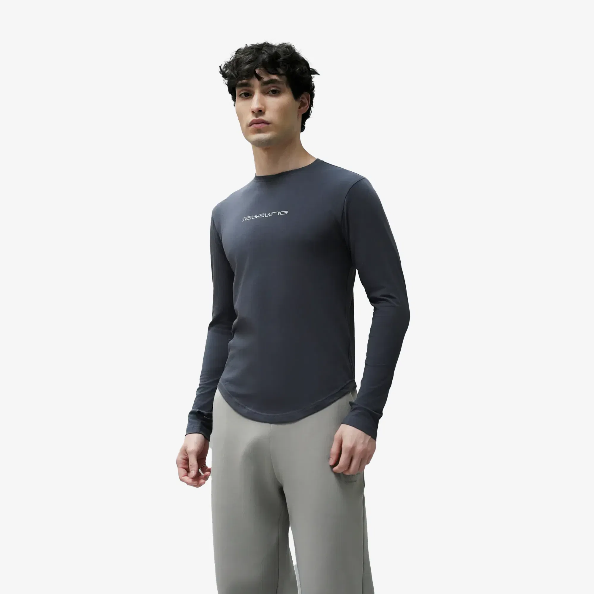 JAYWALKING BODYCON MEN FULL SLEEVE { GREY
