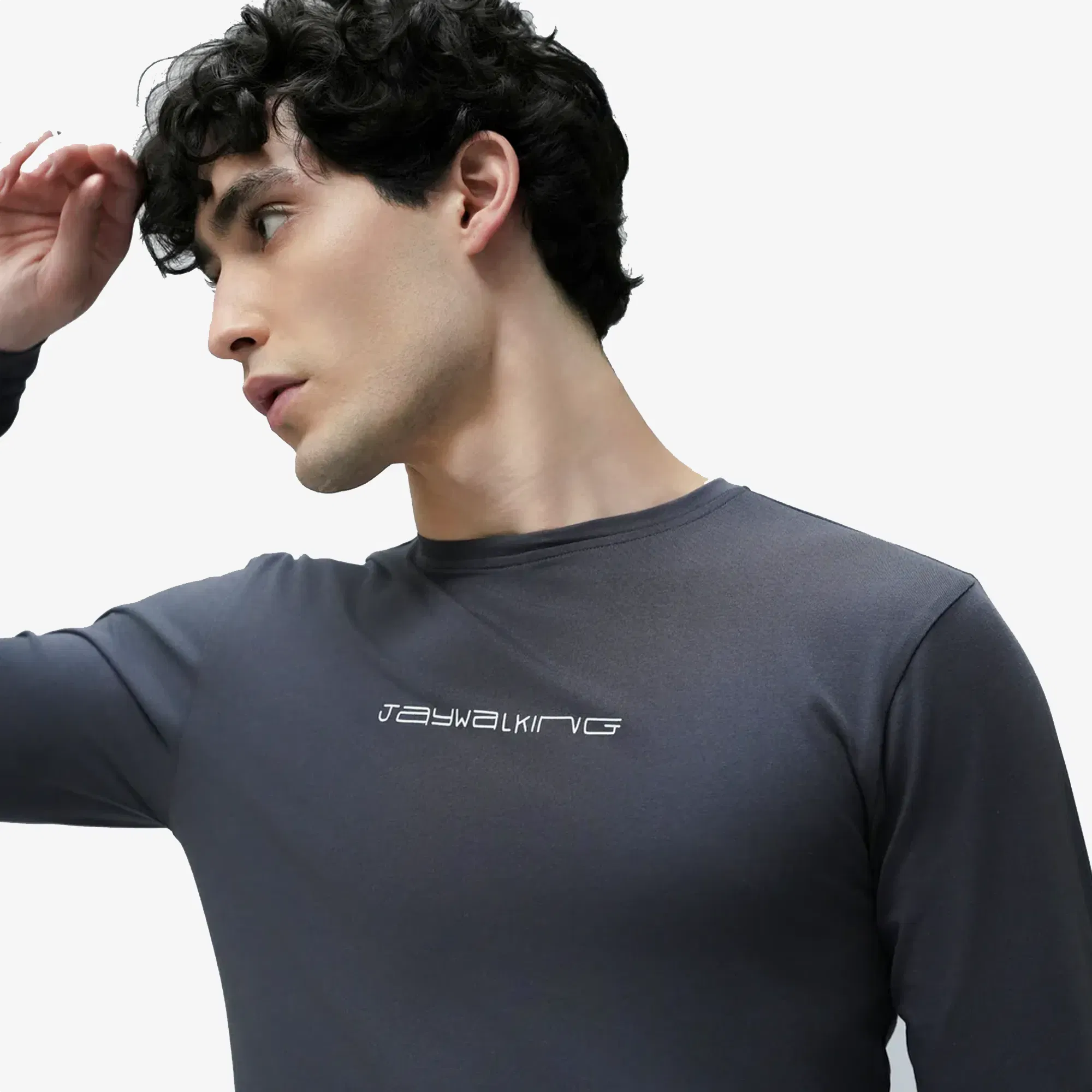 JAYWALKING BODYCON MEN FULL SLEEVE { GREY