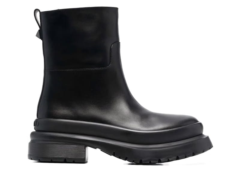 Valentino Rockstud Almond-Toe Ankle Boots Black