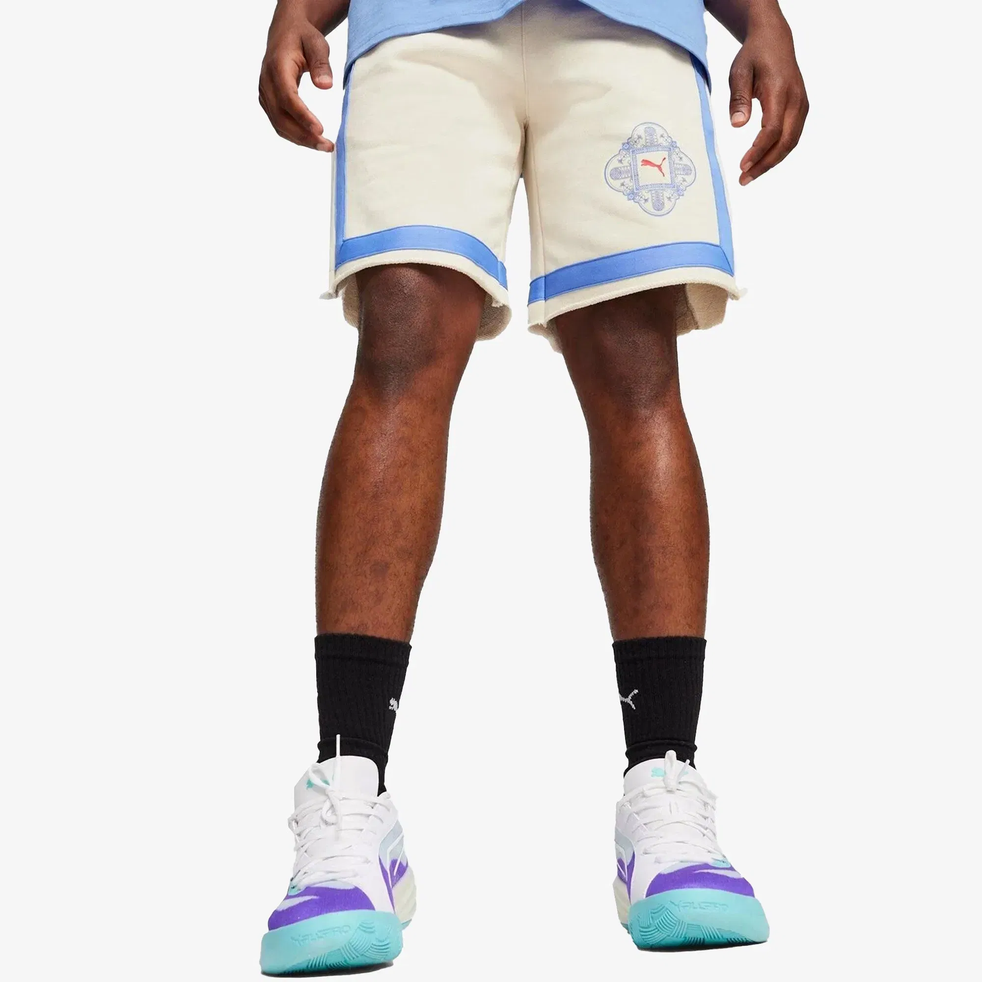 PUMA SUPERSTITION BASKETBALL TERRY SHORTS { ALPINE SNOW