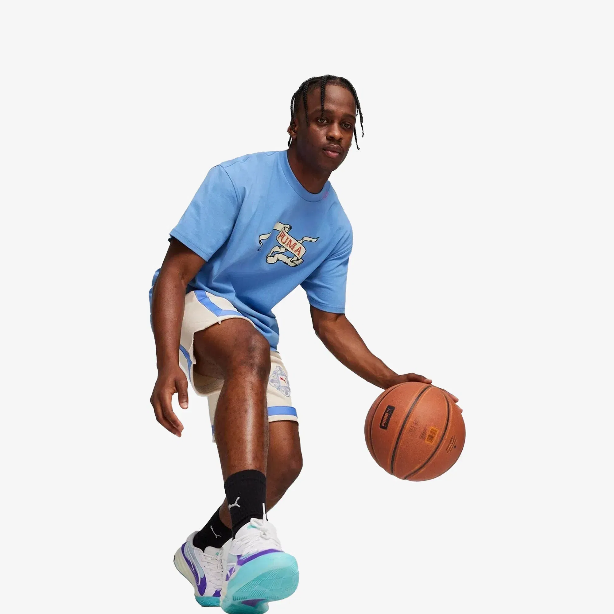 PUMA SUPERSTITION BASKETBALL TERRY SHORTS { ALPINE SNOW