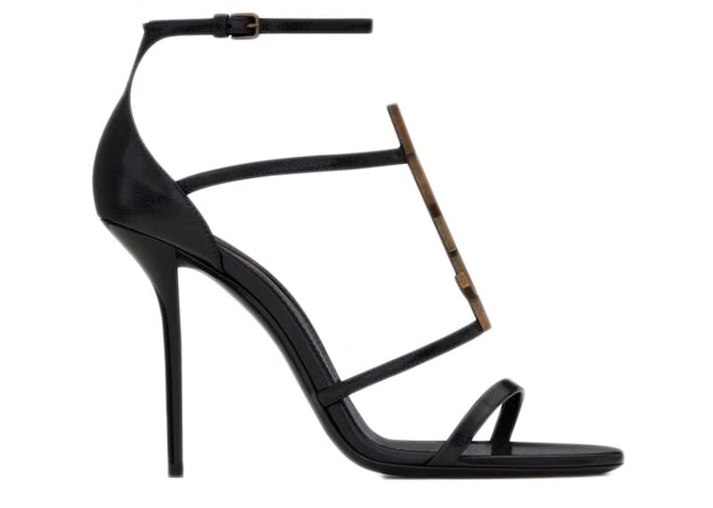 Saint Laurent Cassandra Sandal Heels Black Leather