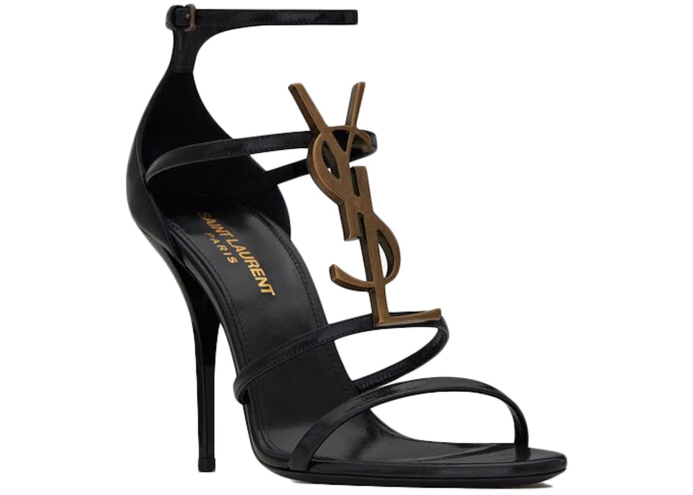 Saint Laurent Cassandra Sandal Heels Black Leather