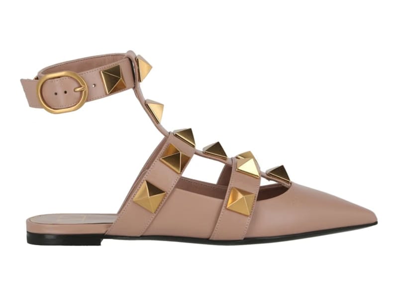 Valentino Roman Stud Ballerina Flats Rose Cannelle (Women's)