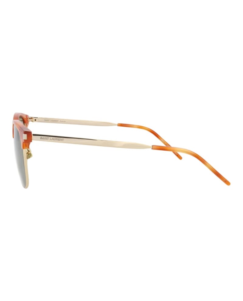 Saint Laurent Round-Frame Acetate Sunglasses Havana/Gold/Green (SL108COMBI-30013279-001)