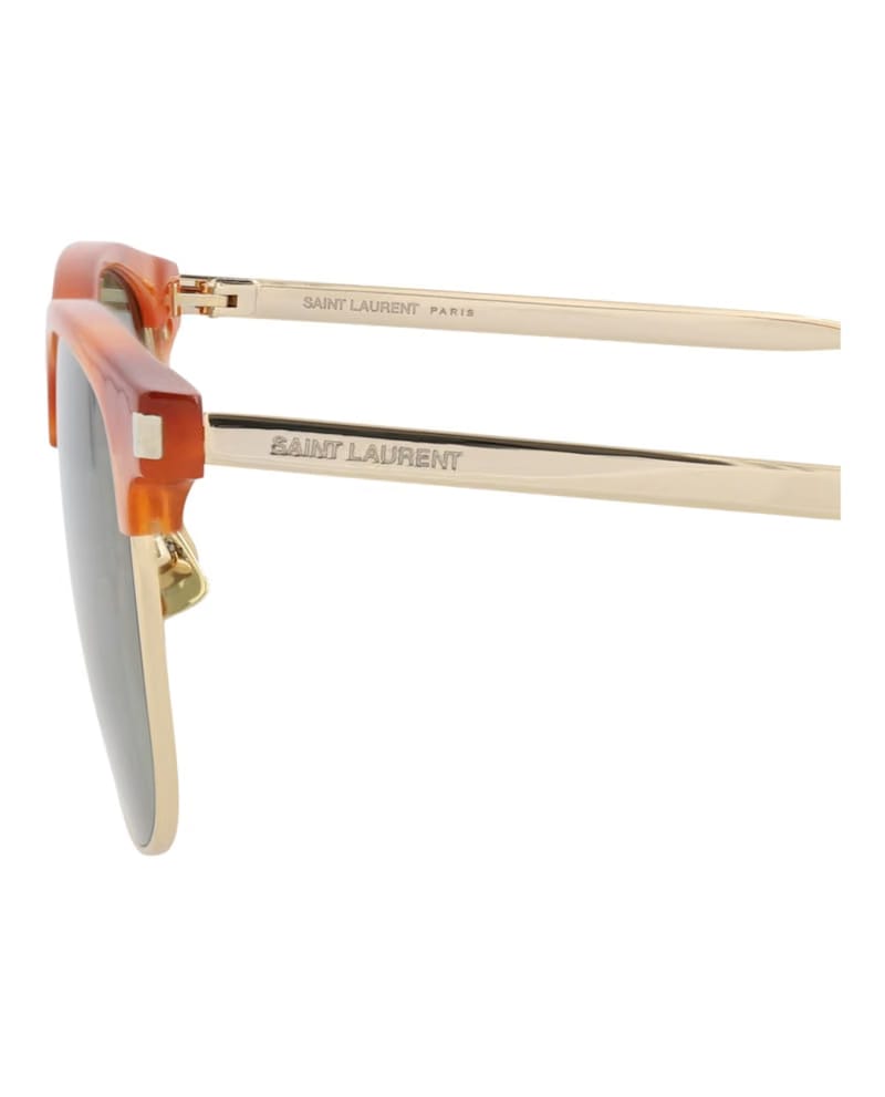 Saint Laurent Round-Frame Acetate Sunglasses Havana/Gold/Green (SL108COMBI-30013279-001)