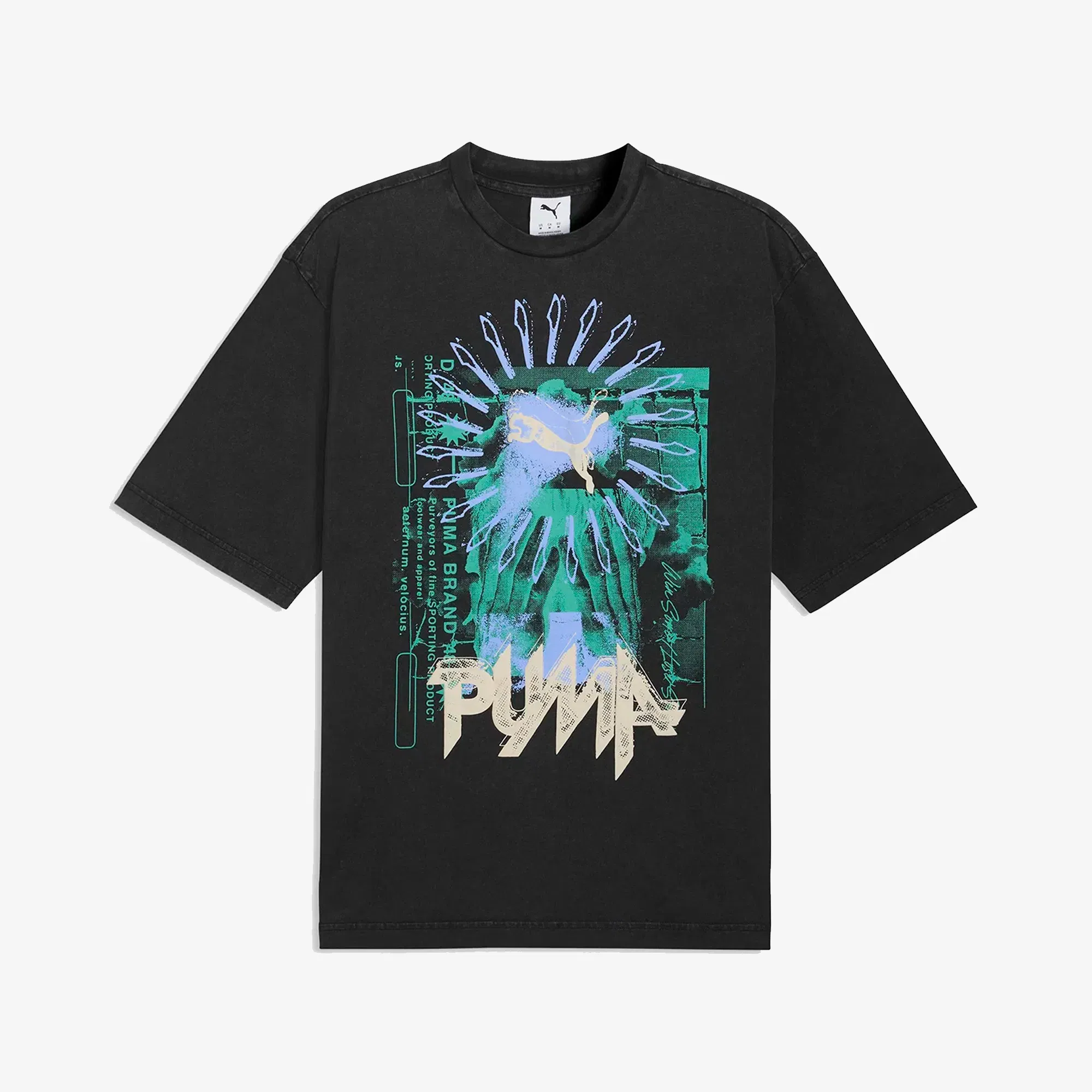 PUMA GRAPHIC BOXY WASHED T-Shirt { PUMA BLACK