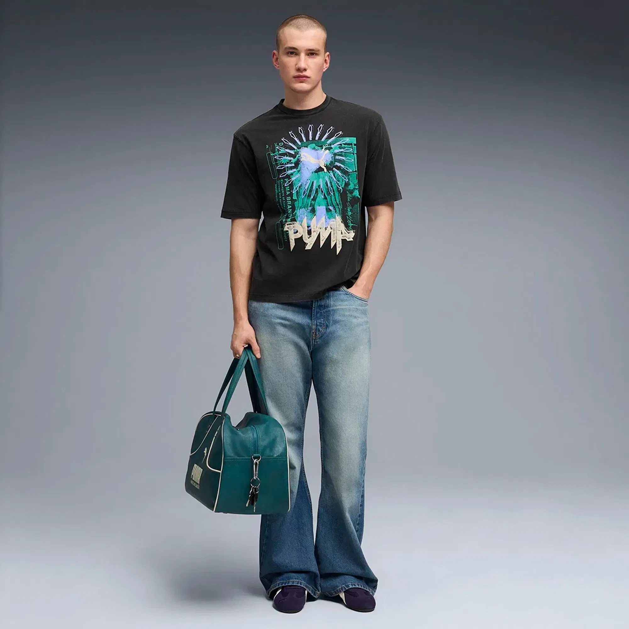 PUMA GRAPHIC BOXY WASHED T-Shirt { PUMA BLACK