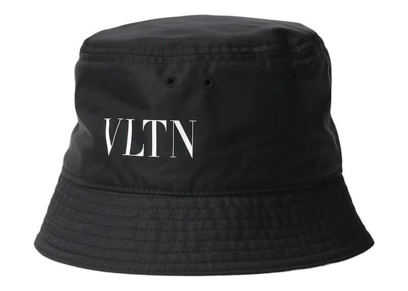 Valentino VLTN Logo Nylon Bucket Hat Black/White