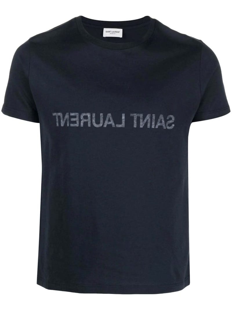Saint Laurent Round Neck T-Shirt Marine/Naturel
