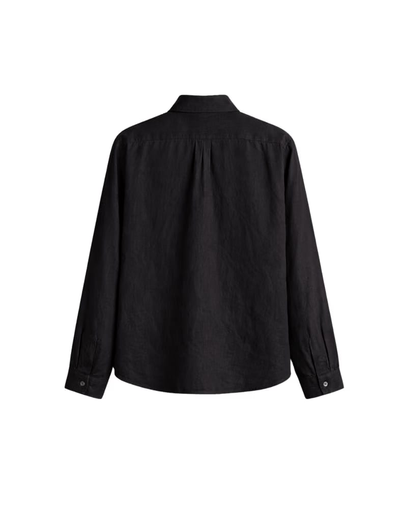 HASHWAY ARCHIVES LINEN EMBROIDERED SHIRT - BLACK