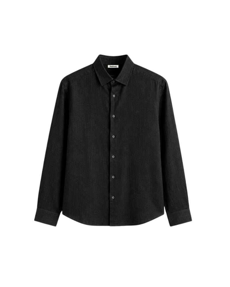 HASHWAY LINEN BLEND SHIRT - BLACK